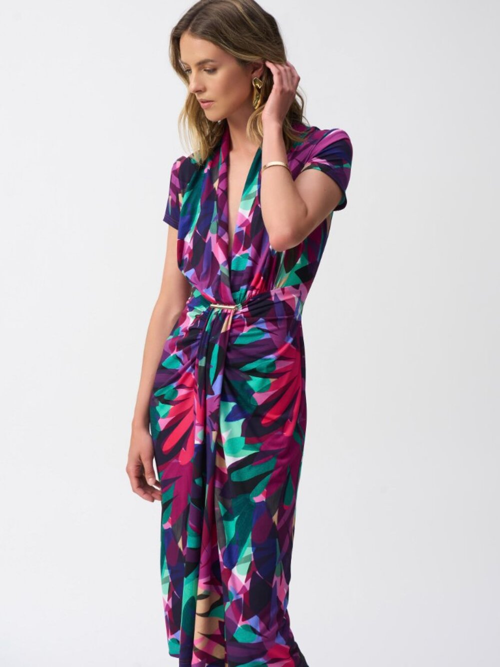 NWT Joseph Ribkoff - Abstract Floral - Draped Midi Dress Size 10